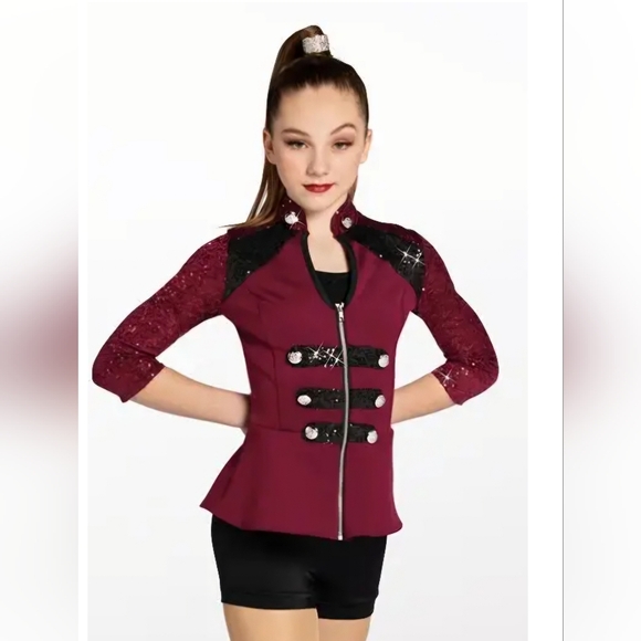 Weissman Showtime Tap & Jaz Sequin Jacket Coat Costume Burgundy Size S - Picture 1 of 8